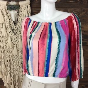 Candies | Multicolored Striped Off Shoulder Blouse Rainbow